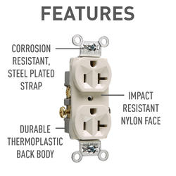 Legrand® Pass & Seymour Light Almond 20-Amp Commercial Duplex Outlet at ...