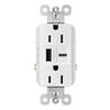 Legrand® radiant® 15-Amp White Type A/C 6.0 USB Charger with Tamper-Resistant Outlets