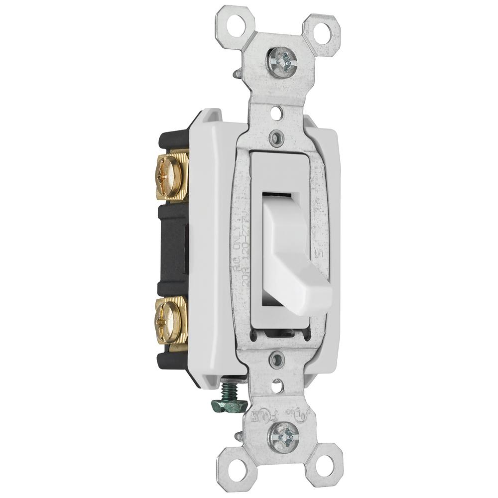 20 Amp 3-Way Commercial Toggle Switch, White 20 Amp 3-Way Commercial Toggle Switch, White