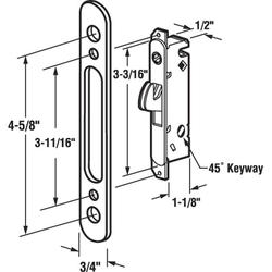 Prime-Line Mortise Lock, 3-11/16 In., Steel, 45 Degree Keyway, Round  Faceplate (single Pack) in the Door Latch Bolts department at