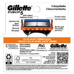 Gillette Fusion5 Razor Refills for Men, 4 Razor Blade Refills