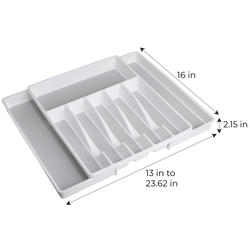 Smart Design® White with Gray Plastic 8-Compartment Expandable Drawer ...