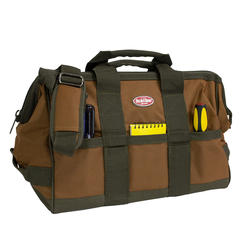 Bucket Boss GateMouth Tool Bag, 7L x 9H x 12W, Brown/Green, 1/Each -  06004CS06F, 06007CS06F - Jendco Safety Supply