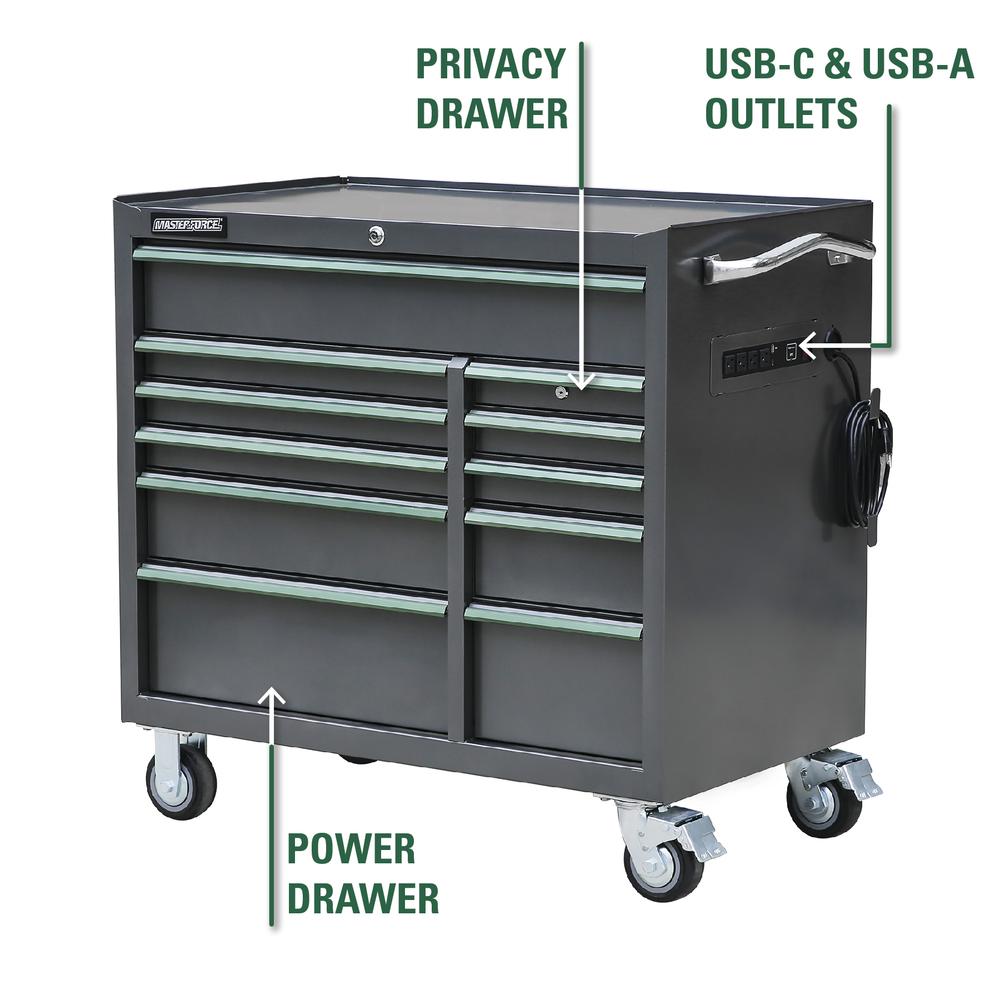 Professional Duty 41 in. W x 21.5 in. D 11-Drawer Matte Black Tool Chest Rolling Cabinet