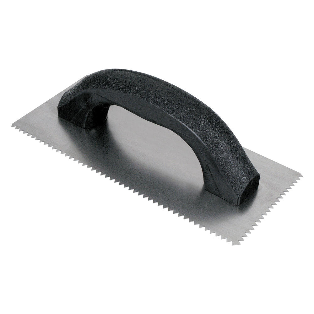 Soft Grip Handle High Carbon Steel Finishing Trowel, V-Notch 3/16