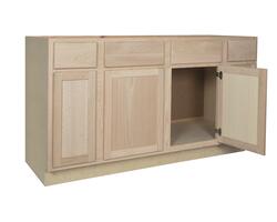 Quality One™ 60 x 34-1/2 Unfinished Oak Sink/Cooktop Kitchen Base Cabinet  With 2 Active Drawers at Menards®