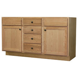 Quality One™ 60" W x 21" D Unfinished Cherry Bathroom Vanity Cabinet at ...