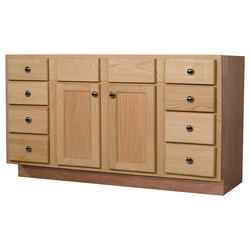 Quality One™ 60 x 34-1/2 Unfinished Oak Sink/Cooktop Kitchen Base Cabinet  With 2 Active Drawers at Menards®