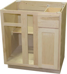 Quality One™ 36" W x 34-1/2" H x 24" D Unfinished Maple Blind Kitchen Corner Base Cabinet with Drawer