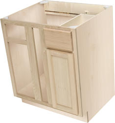 Quality One™ 36" W x 34-1/2" H x 24" D Unfinished Premium Oak Blind Kitchen Corner Base Cabinet with Drawer