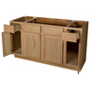 Quality One™ 60" W x 34-1/2" H x 24" D Unfinished Oak Sink/Cooktop Kitchen Base Cabinet With 2 Active Drawers