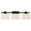 Patriot Lighting® Monise 24-3/4"W 3-Light Dimmable Matte Black Vanity Light with Textured White Glass and Night Light