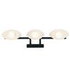 Patriot Lighting® Monise 24-3/4"W 3-Light Dimmable Matte Black Vanity Light with Textured White Glass and Night Light