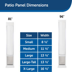 PetSafe 1-Piece Sliding Glass Pet Door for Dogs & Cats - Adjustable Height  91 7/16 to 96- Large, White, No-Cut DIY Install, Aluminum Patio Panel