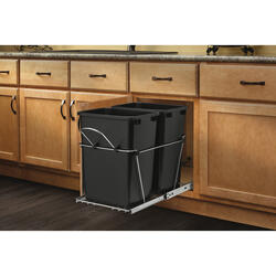 35 QT Silver Double Bin Trash Can Pull Out