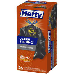 Hefty Expandable Strength Large Drawstring Trash Bags, 30 Gallon, Black, 25  Ct