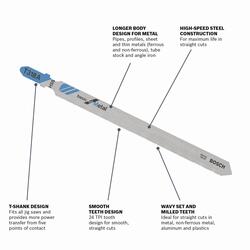 5-Piece T-Shank Jigsaw Blade Set 180mm Long Clean and Fast Cuts Wood  Cutting Jigsaw Blades Compatible with Bosch, Black & Decker, Makita, 