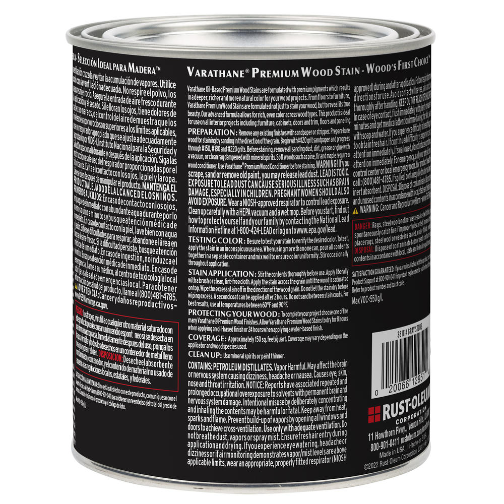 Varathane® Premium Interior Oil-Base Stone Gray Wood Stain - 1 qt.