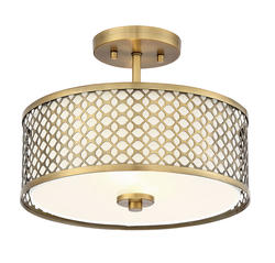 Meridian 2-Light Natural Brass Semi-Flush Mount Ceiling Light at Menards®