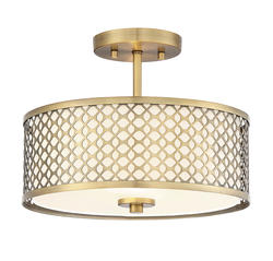 Meridian 2-Light Natural Brass Semi-Flush Mount Ceiling Light at Menards®