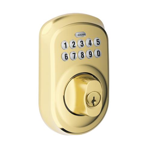 Schlage® Plymouth Bright Brass Electronic Entry Door Deadbolt