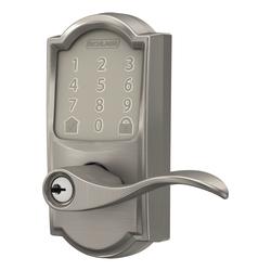 Schlage® Encode™ Smart Wi-Fi Lever with Accent Lever and Camelot Trim in Satin  Nickel at Menards®