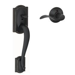 Schlage® Camelot Entry Lever Handleset in Aged Bronze at Menards®
