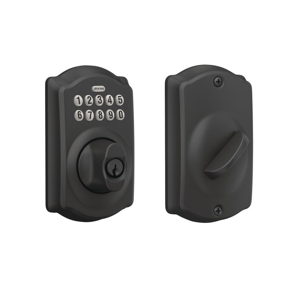 Schlage® Matte Black Keypad Door Deadbolt with Camelot Trim