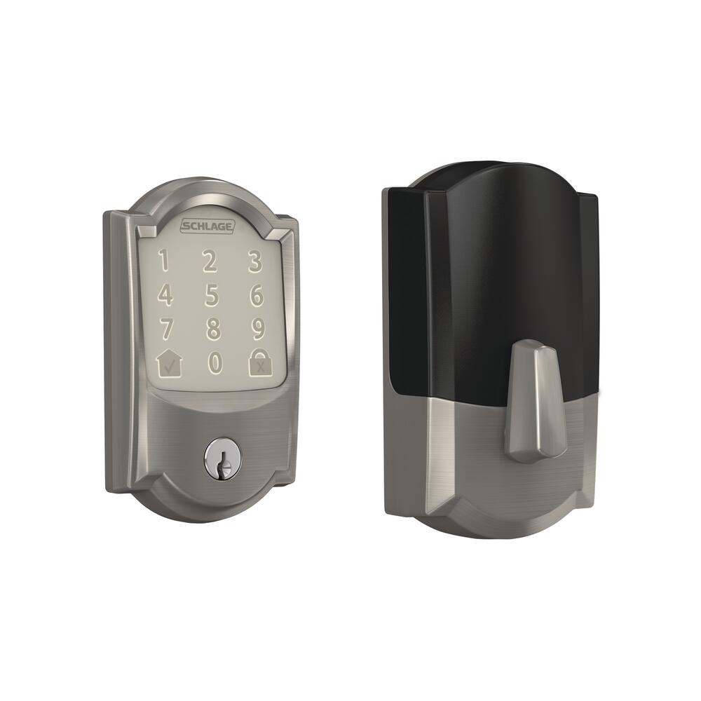 Schlage® Encode™ Satin Nickel Smart Wi-Fi Door Deadbolt with Camelot Trim