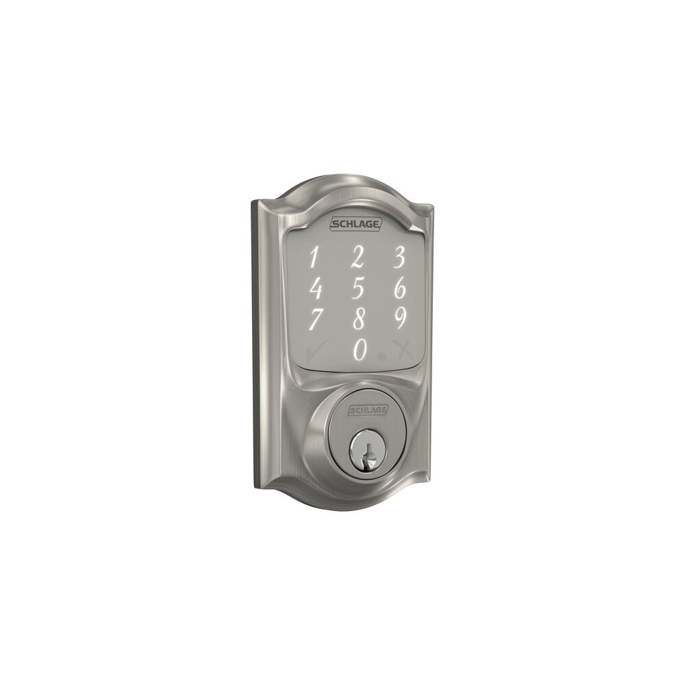 Schlage® Sense™ Satin Nickel Smart Door Deadbolt with Camelot Trim