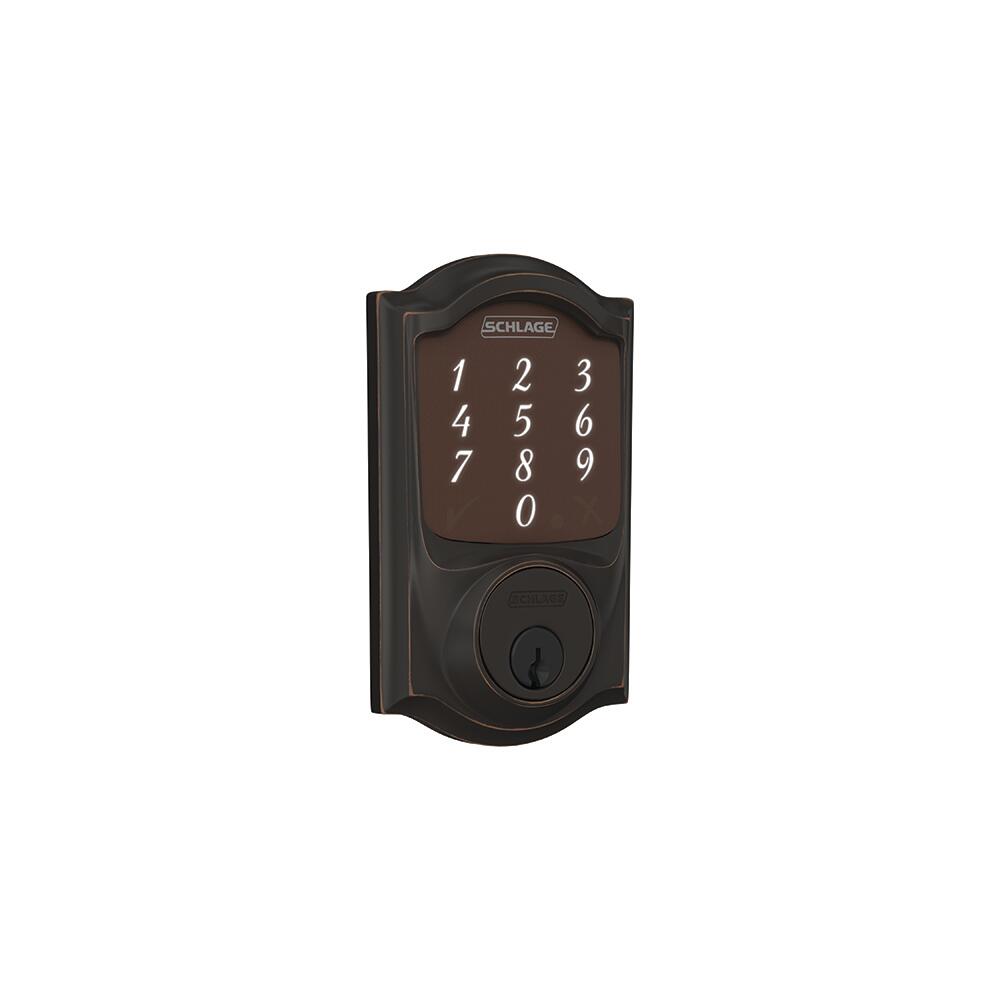 Schlage® Sense™ Aged Bronze Smart Door Deadbolt with Camelot Trim