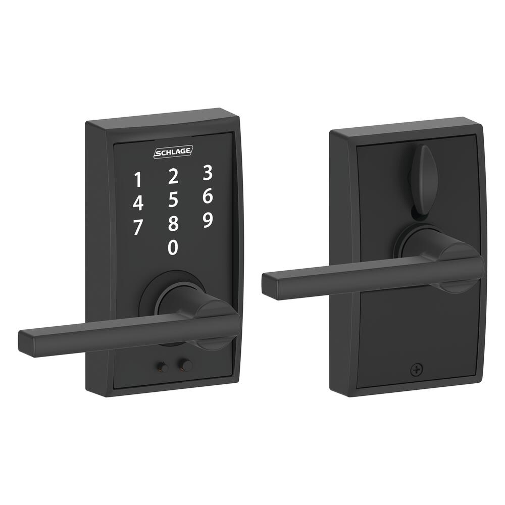 Schlage® Touch Latitude Matte Black Keyless Entry Door Lever with Century Trim