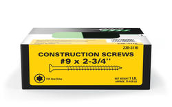 thumbnail image 2 of #9 X 2 3/4 Inch Gold Star Wood Screws - 1 Pound Box (86 Screws), Torx Drive Flat Head, Triple Coated Yellow Zinc 2 of 11