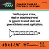 Grip Fast® #8 x 1-1/4" Square Drive Flat Head Coarse Thread Drywall Screw - 1 lb. Box