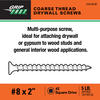 Grip Fast® #8 x 2" Square Drive Flat Head Coarse Thread Drywall Screw - 5 lb. Box