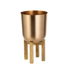Copper Planter with Mango Wood Stand