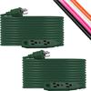 UltraPro 50' Grounded 3-Outlet Green Extension Cord - 2 Pack