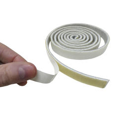 White Felt Stripping, Adhesive Backed 1.5 Wide x .5mm (.02”) Thick, 50'  Roll - 2 Roll Minimum