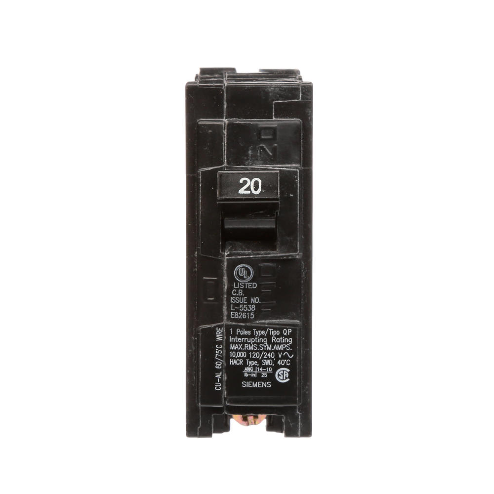 Siemens QP 20-Amp 1-Pole Standard Trip Circuit Breaker Siemens QP 20-Amp 1-Pole Standard Trip Circuit Breaker