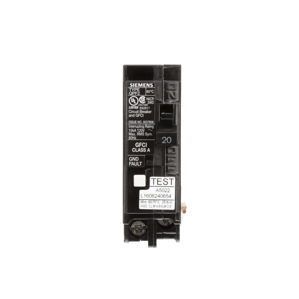 Siemens 20 Amp 1-Pole Type QPF2 GFCI Circuit Breaker