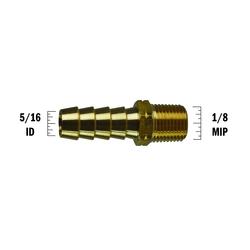 Brass Pipe Fitting Adapter - Male NPT X Hose Barb (1/8-1/2 NPT, Barbs For 1/8, 1/4, 3/16, 5/16 Hose)