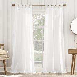 No. 918 Bellevue 74"W x 63"L White Light Filtering Tab Top Curtain ...