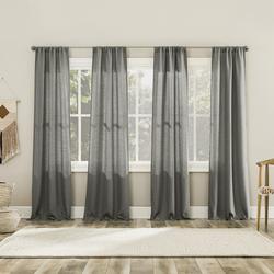 No. 918 Pembrooke 104"W x 84"L Grey Rod Pocket Curtain Panel 4 Pack ...