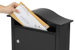 Architectural Mailboxes Princeton Locking Wall Mount Mailbox – Medium, Black, Powder-Coated Steel With Slot Under Lid & 2 Keys