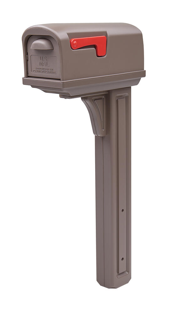 Gibraltar Mailboxes Classic Standard Plastic Mocha Post Mount Mailbox with Post Gibraltar Mailboxes Classic Standard Plastic Mocha Post Mount Mailbox with Post