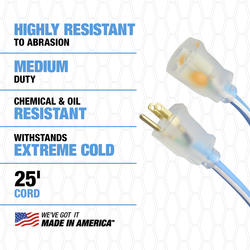 Southwire ® 25' 14/3 Polar/Solar Supreme Blue/White Outdoor Medium