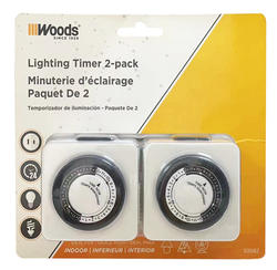 Woods Indoor 24 Hour Mechanical Outlet Timer 2 Pack