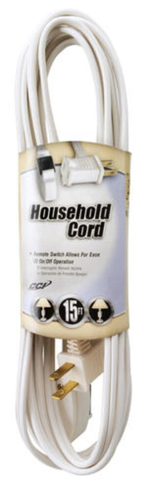 Smart Electrician® 15' 16/2 Light-Duty White Indoor Extension Cord with Switch