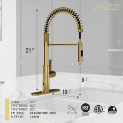 ANZZI® Ola Touchless One-Handle Pull-Down Brushed Gold Kitchen