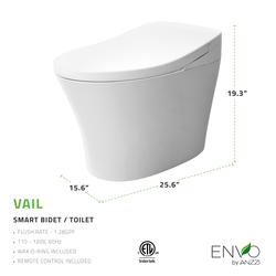 ENVO by ANZZI® Vail White Elongated Bidet with Heated Seat and